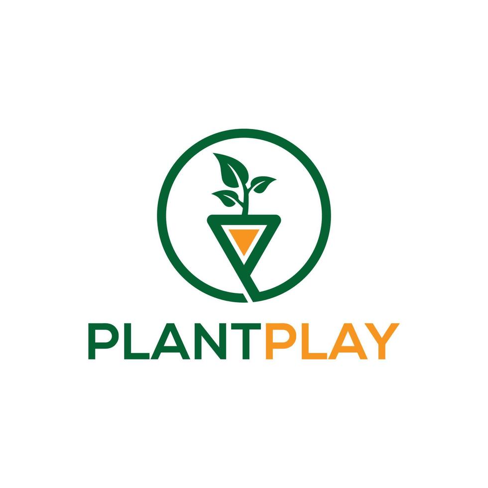 plant play logotyp och vektorbild vektor