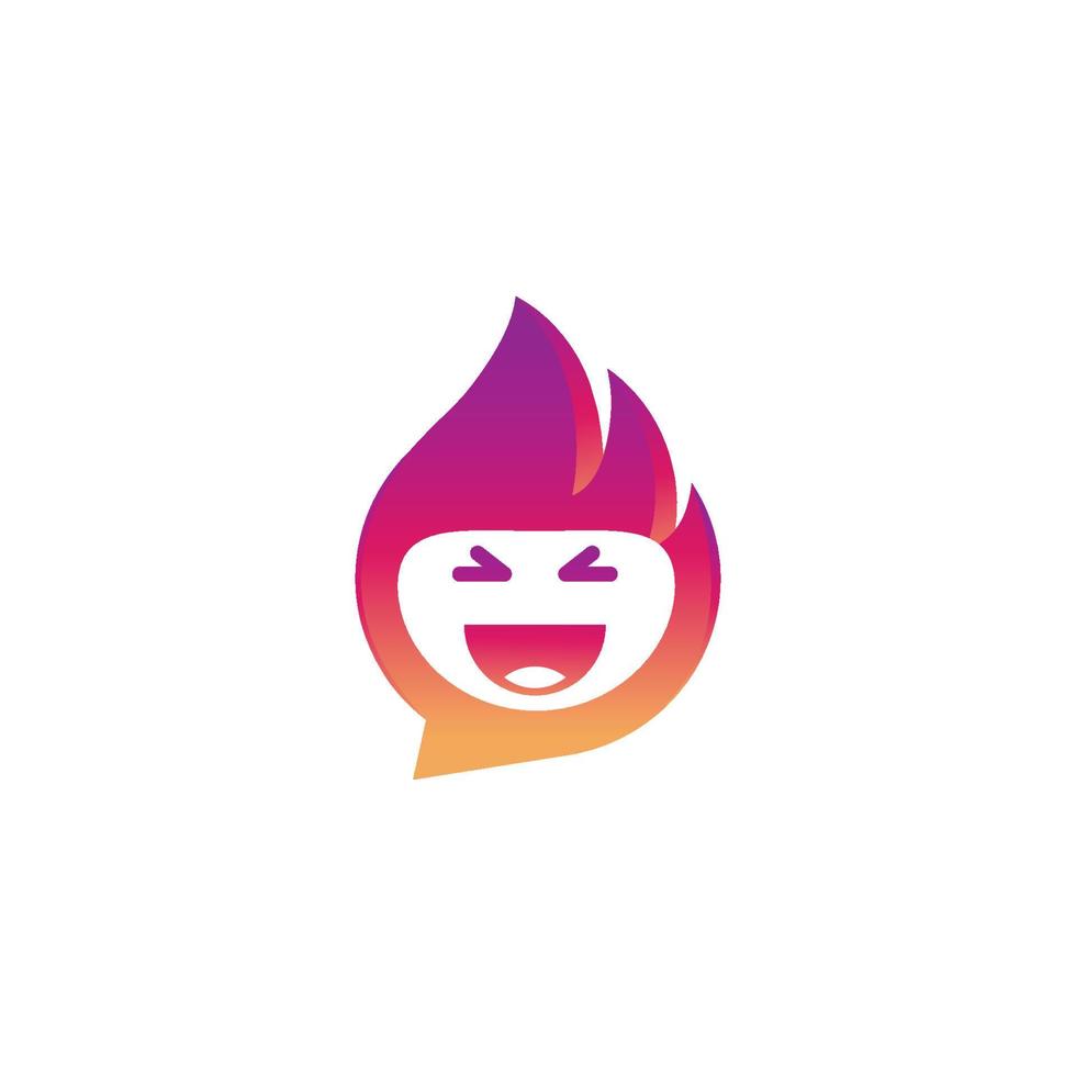 Feuer-Lächeln-Gesichts-Chat-Logo-Design vektor