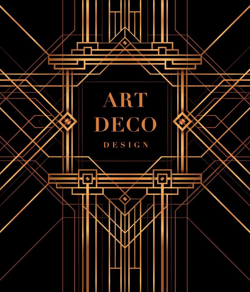 abstrakter geometrischer hintergrund, goldener großer gatsby-deco-stil, art-deco-cover-buchdesign vektor