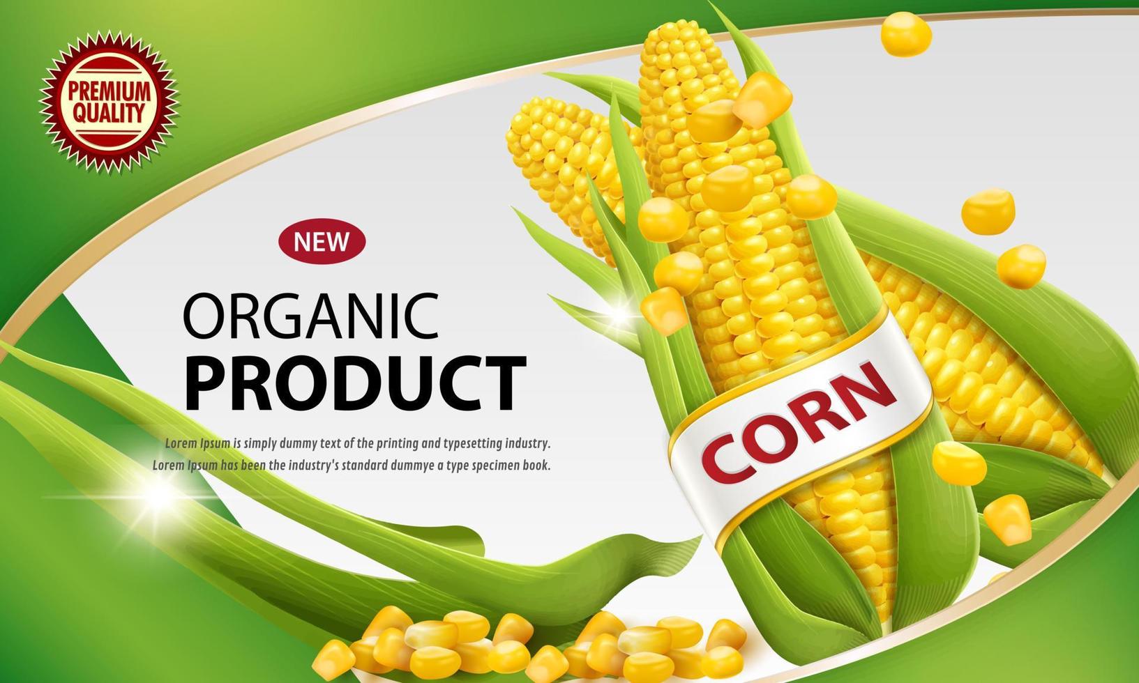 Verpackungsetiketten für Maisprodukte. plakat, broschüre, lebensmittelproduktdesign vektor