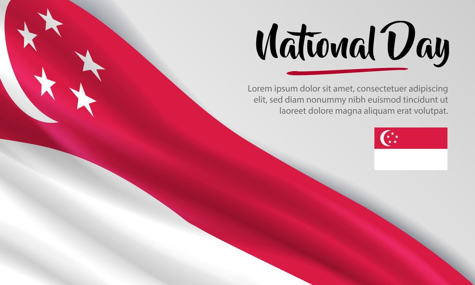 glücklicher nationaltag singapur. Banner, Grußkarte, Flyer-Design. Poster-Template-Design vektor