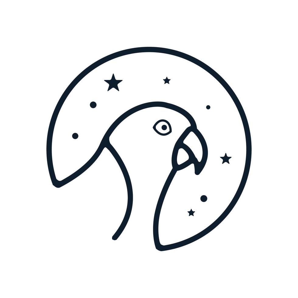 Vogelpapageien-Kopfzeile mit Stern-Logo-Design vektor