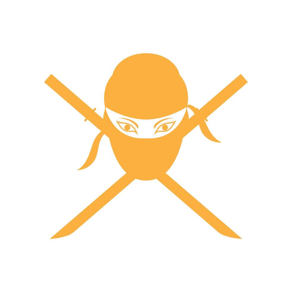 Schönheit Gesicht Frauen Ninja mit Schwertern Logo Design Vektorgrafik Symbol Symbol Zeichen Illustration kreative Idee vektor