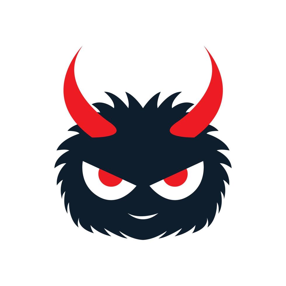 niedlicher Monsterkopf mit Horn-Logo-Symbol, Vektorgrafik-Design vektor