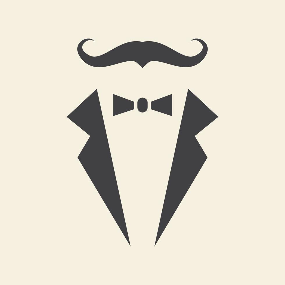 kostym med mustasch logotyp symbol ikon vektor grafisk design illustration