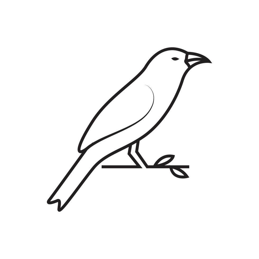 linje fågel med kvist logotyp design vektor grafisk symbol ikon tecken illustration kreativ idé