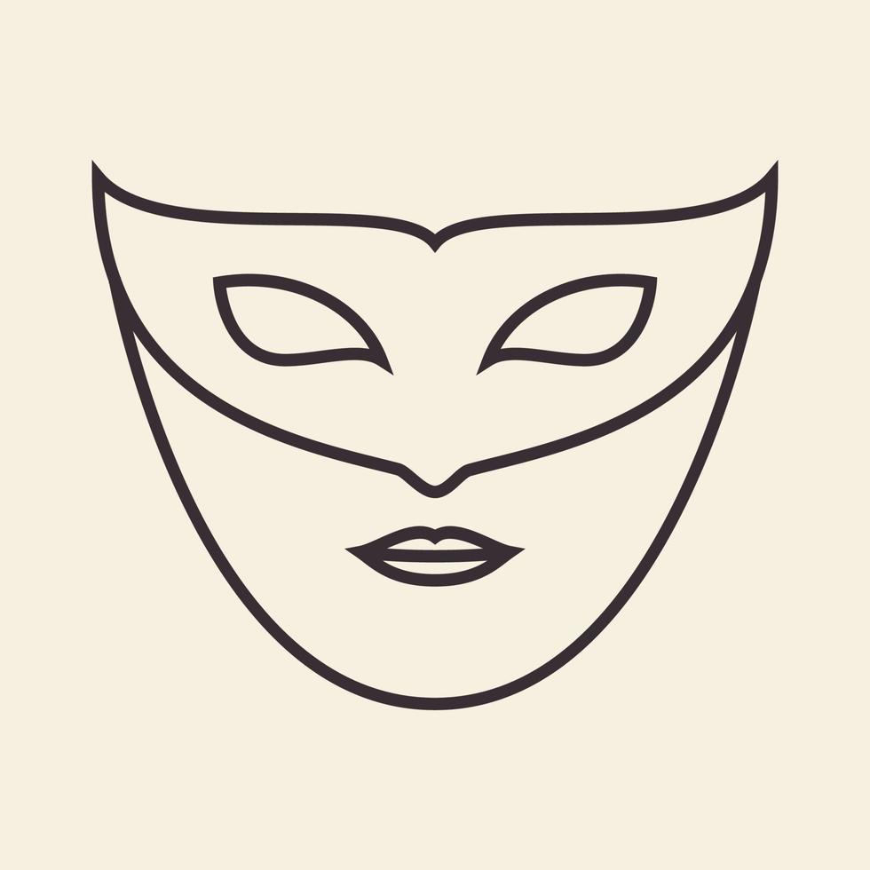 mask kvinna ansikte karneval logotyp design vektor grafisk symbol ikon tecken illustration kreativ idé