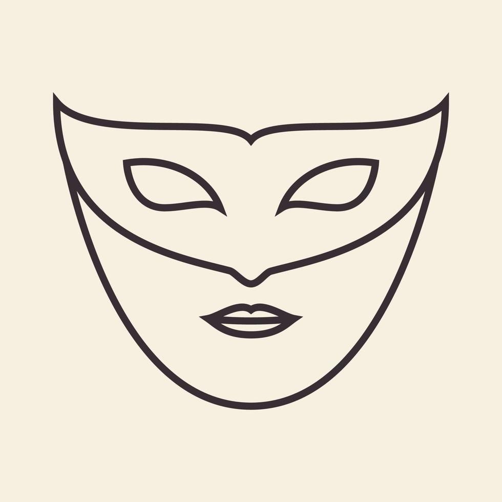 maske frau gesicht karneval logo design vektorgrafik symbol symbol zeichen illustration kreative idee vektor
