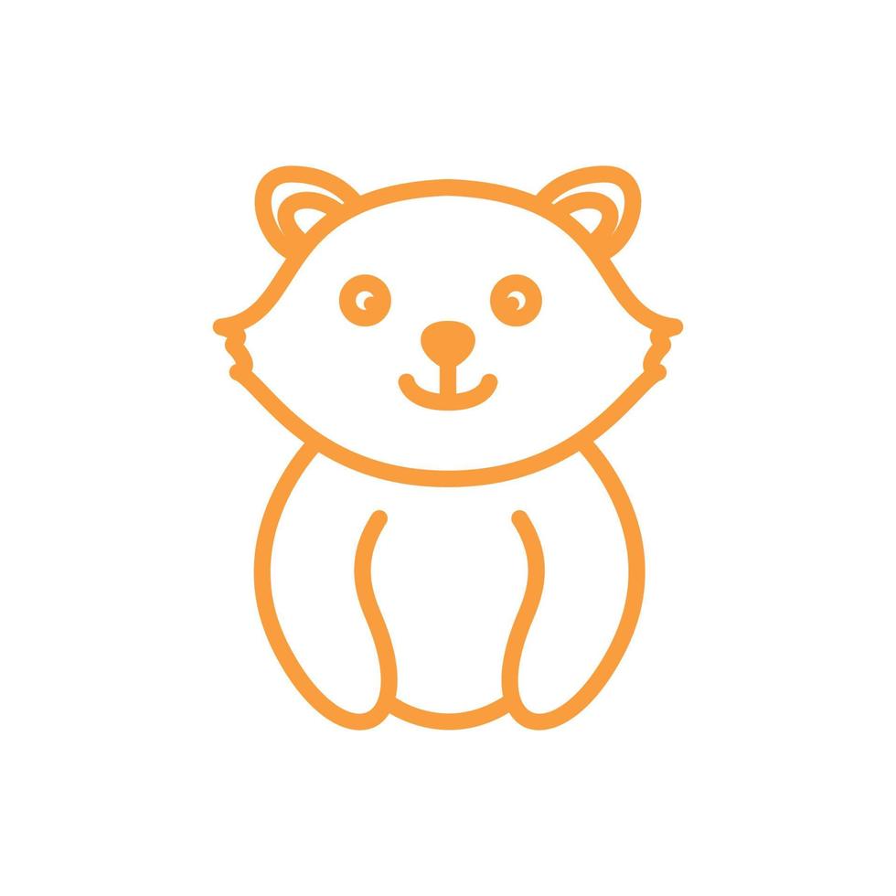 räv eller tvättbjörn linje leende söt tecknad logotyp vektor illustration design
