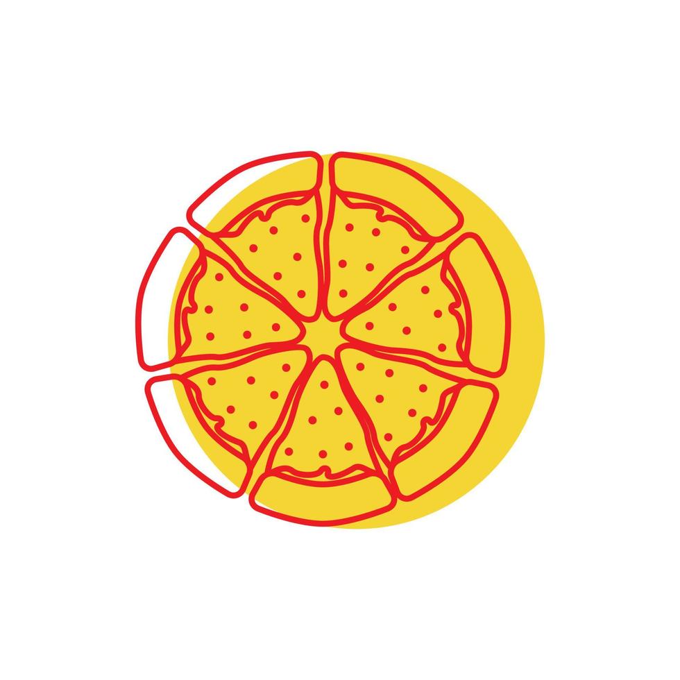 Fast Food einfache Linie bunte Pizza Logo Symbol Symbol Vektorgrafik Design Illustration vektor