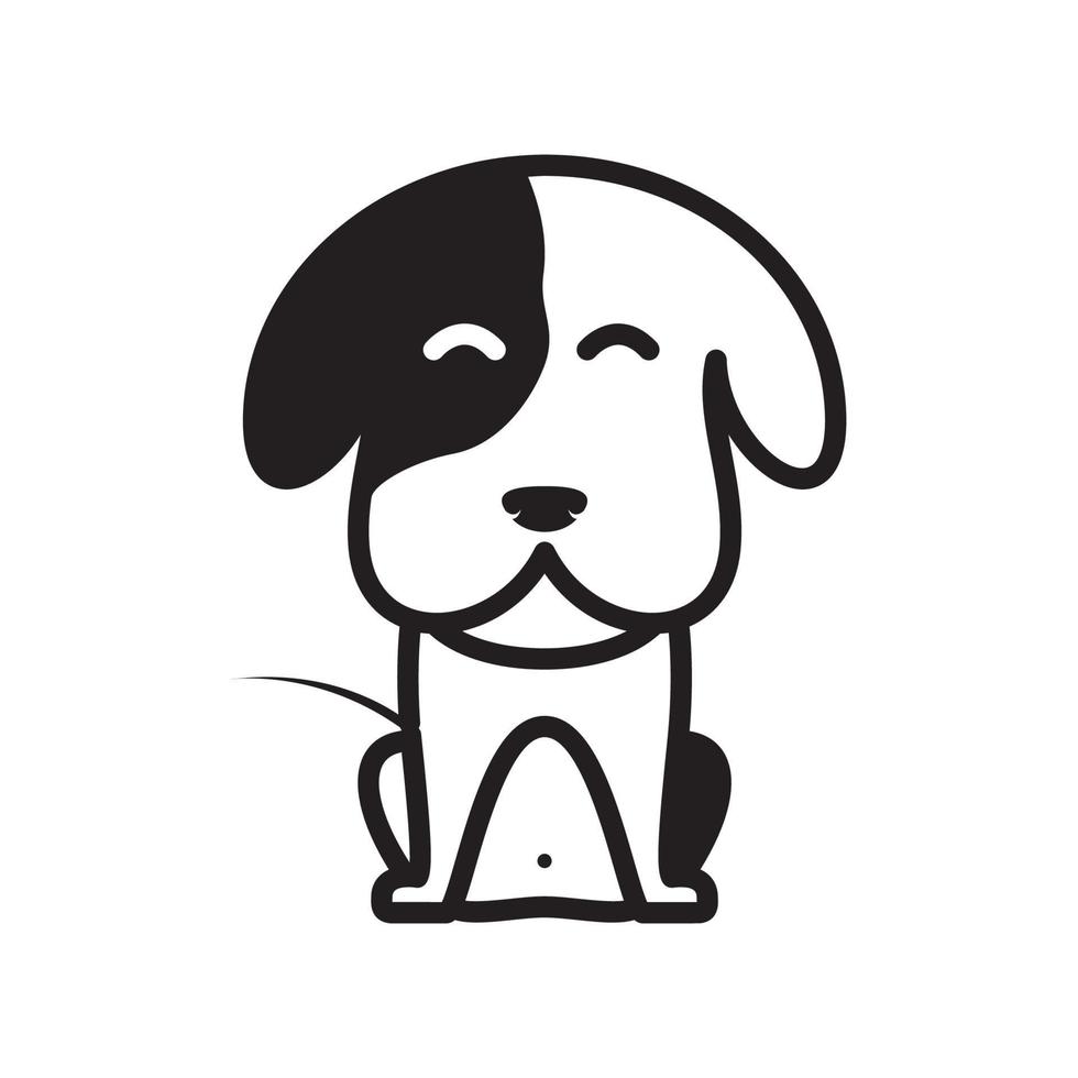 süßer hund stehen wartender besitzer logo design vektorgrafik symbol symbol zeichen illustration kreative idee vektor