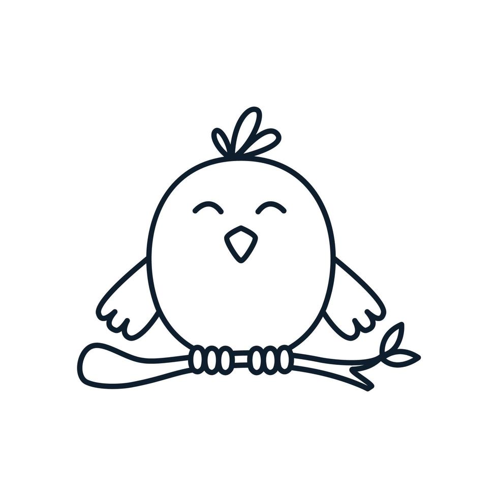 liten fågel eller cheeper eller inbäddat eller poult söt tecknad logotyp ikon illustration vektor