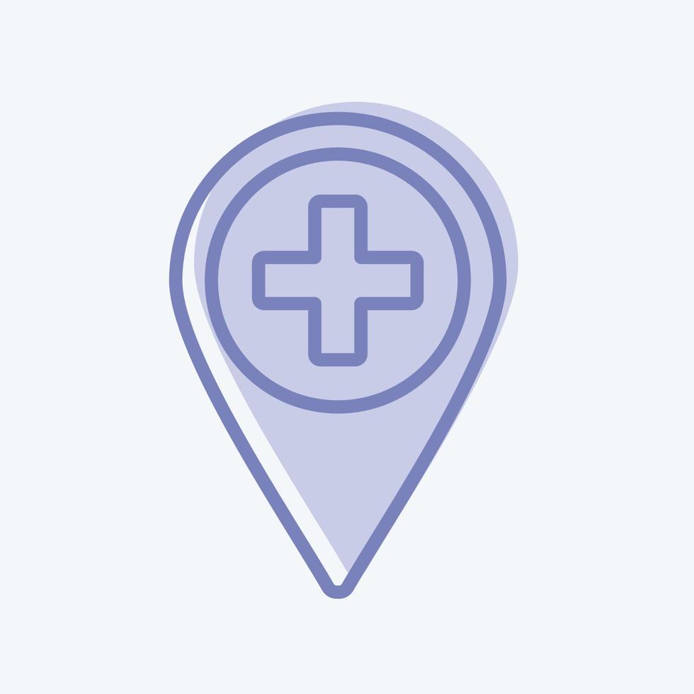 sjukhus plats ikon i trendig två ton stil isolerad på mjuk blå bakgrund vektor
