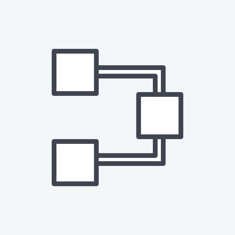 Flussdiagramm-Symbol im trendigen Linienstil isoliert auf weichem blauem Hintergrund vektor