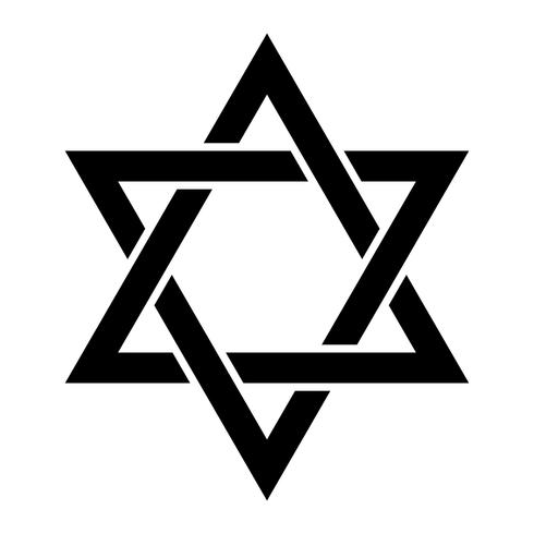 Judiska Davidsstjärnan Sex pekad stjärna i svart med interlocking stil vektorikonen vektor