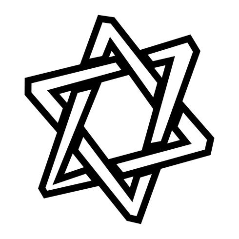 Judiska Davidsstjärnan Sex pekad stjärna i svart med interlocking stil vektorikonen vektor