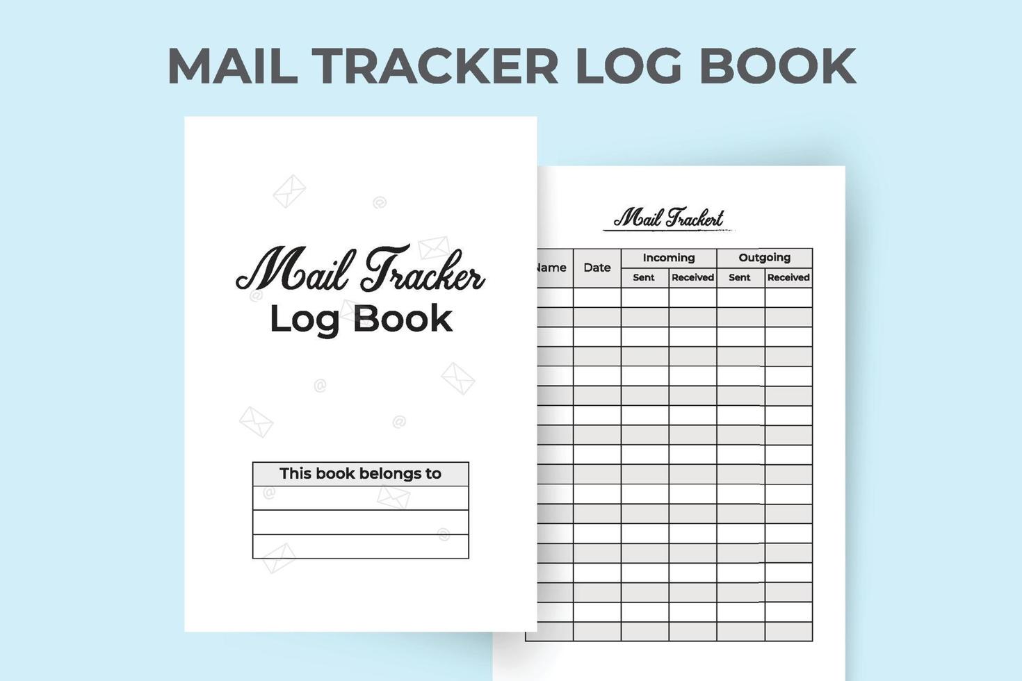 anteckningsbok för postspårning. mail tracker journal inredning. post inkommande och utgående spårningsloggbok. mail checklista loggbok inredning. notebook interiör. vektor