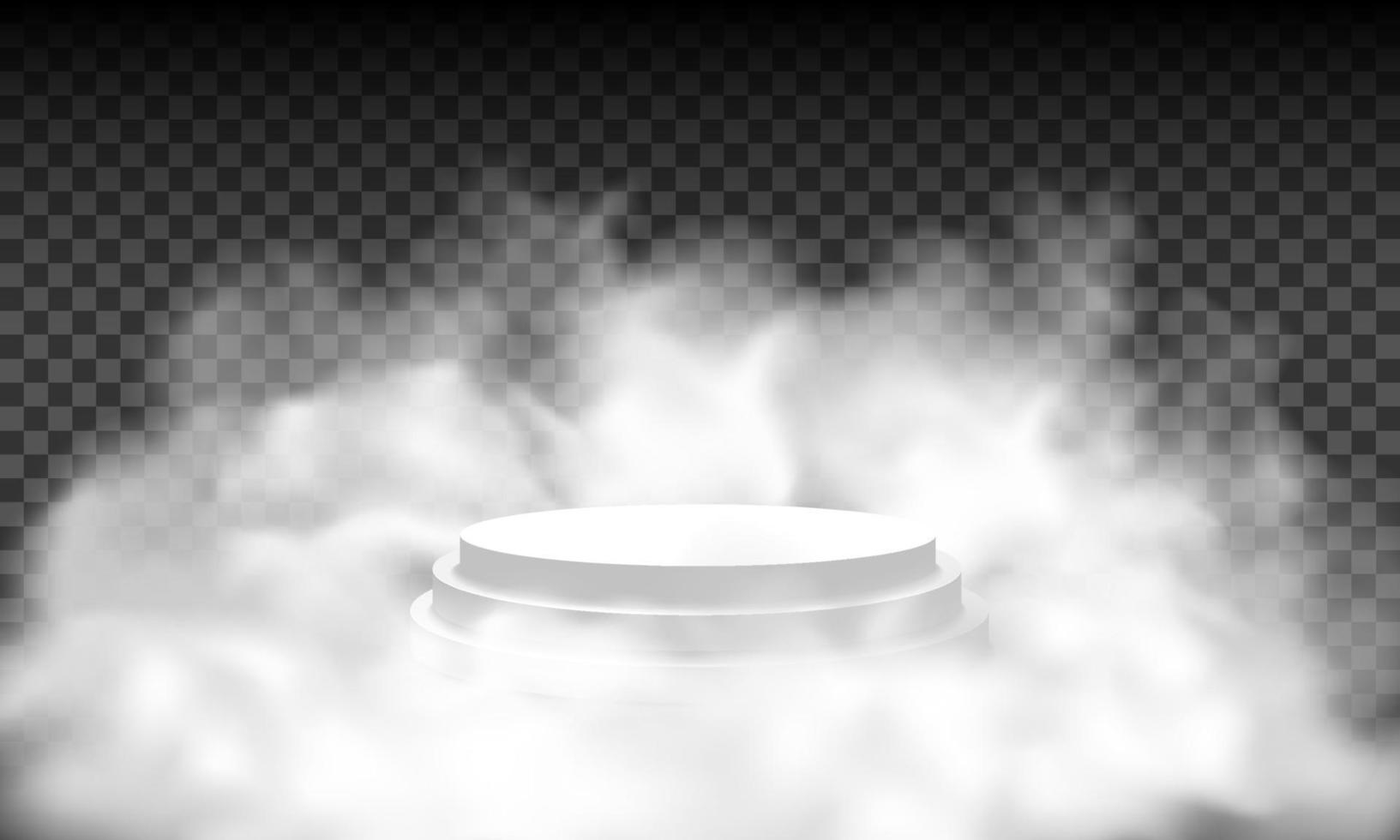 weißes podium mit flauschigen wolken vektor