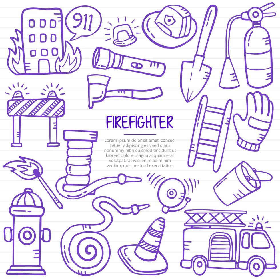 brandman koncept med doodle stil för mall av banderoller, flygblad, böcker och tidningsomslag vektor
