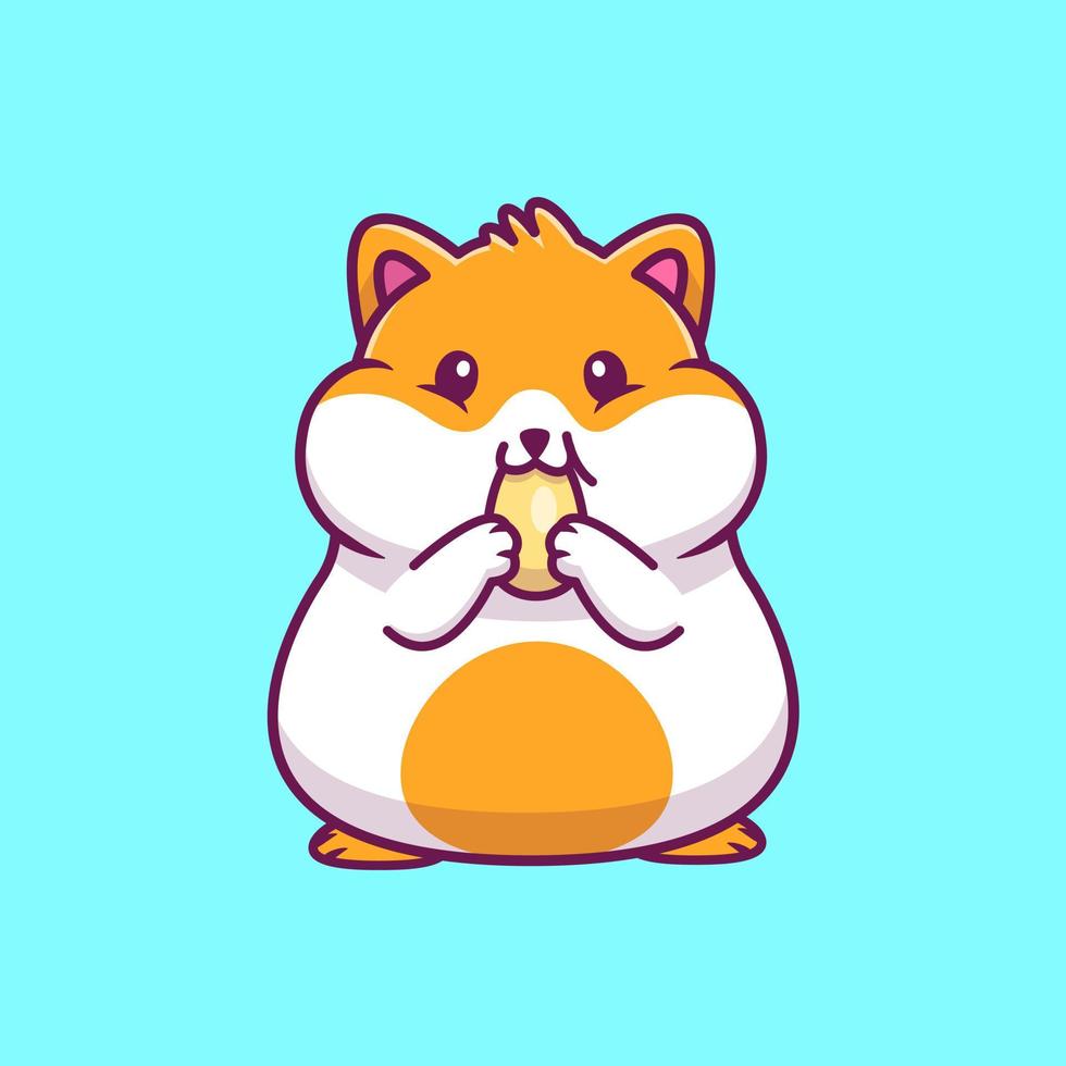 niedlicher hamster, der sonnenblumensamen-cartoon-vektor-symbol-illustration isst. Tiernatur-Ikonenkonzept isolierter Premium-Vektor. flacher Cartoon-Stil vektor