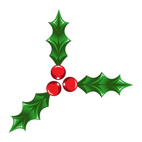 Weihnachtsfeiertags-Mistelzweig mit roten Beeren und grünen Blättern vektor