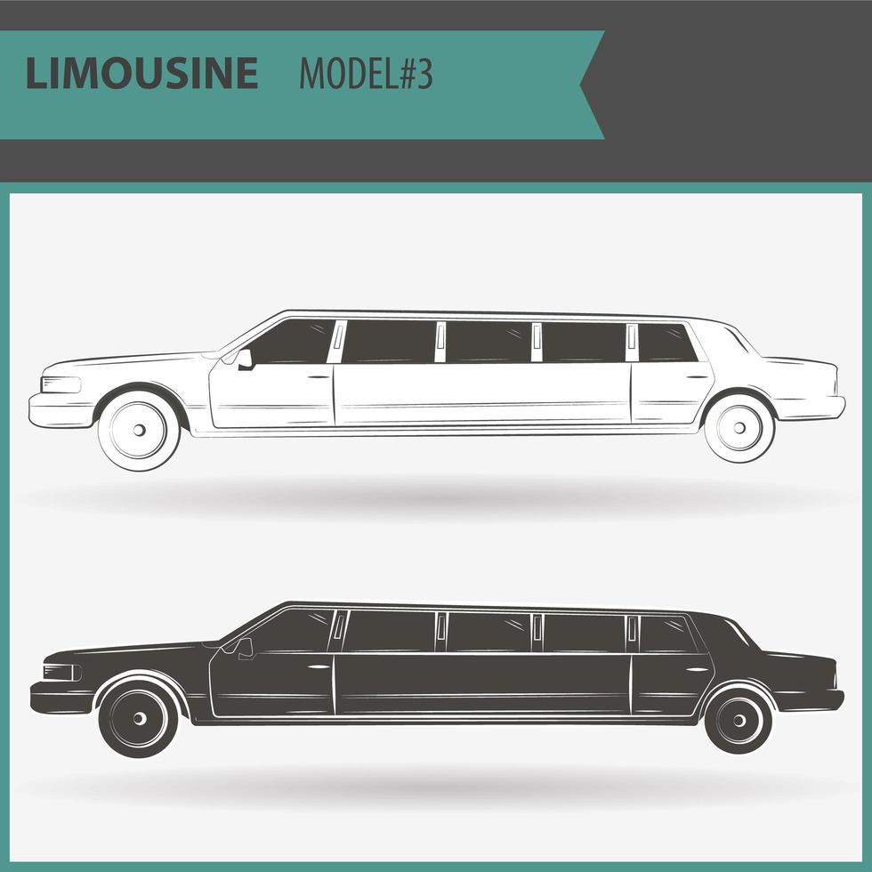 Illustration von zwei VIP-Limousinen isoliert auf weißem Hintergrund vektor