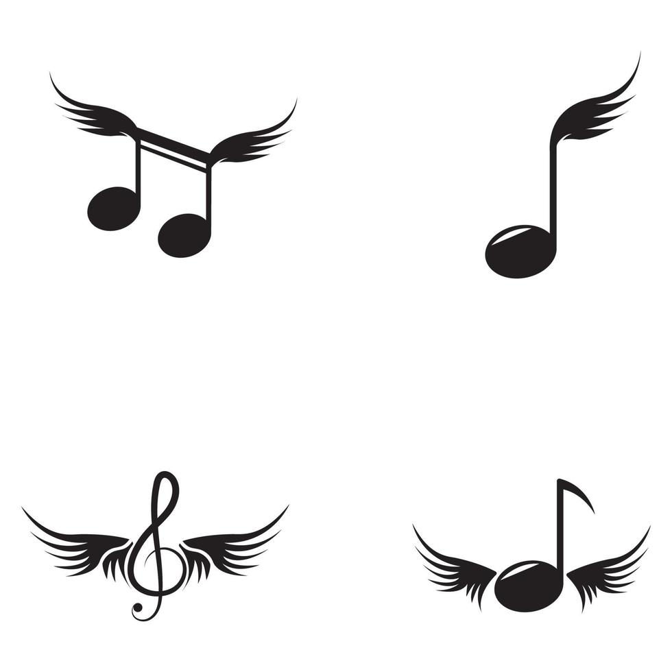 musik anteckning vinge ikon vektor illustration design