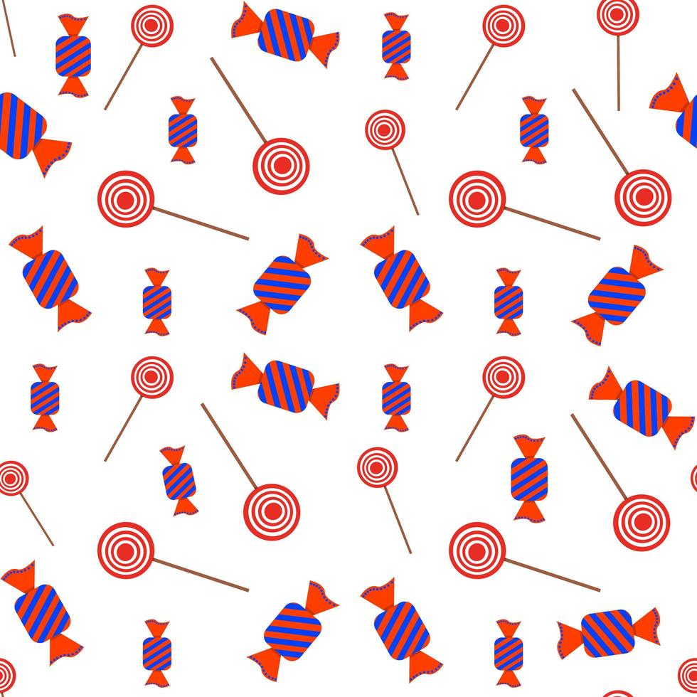 Vektor Musterdesign in Rottönen auf weißem Hintergrund. Bonbons werden auf Stoff, Geschenkpapier oder Tapeten gedruckt.