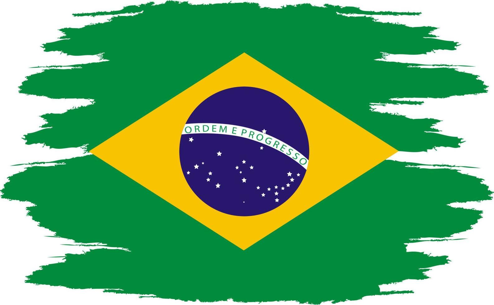 Brasiliens flagga. pensel målade Brasilien flagga. vektor