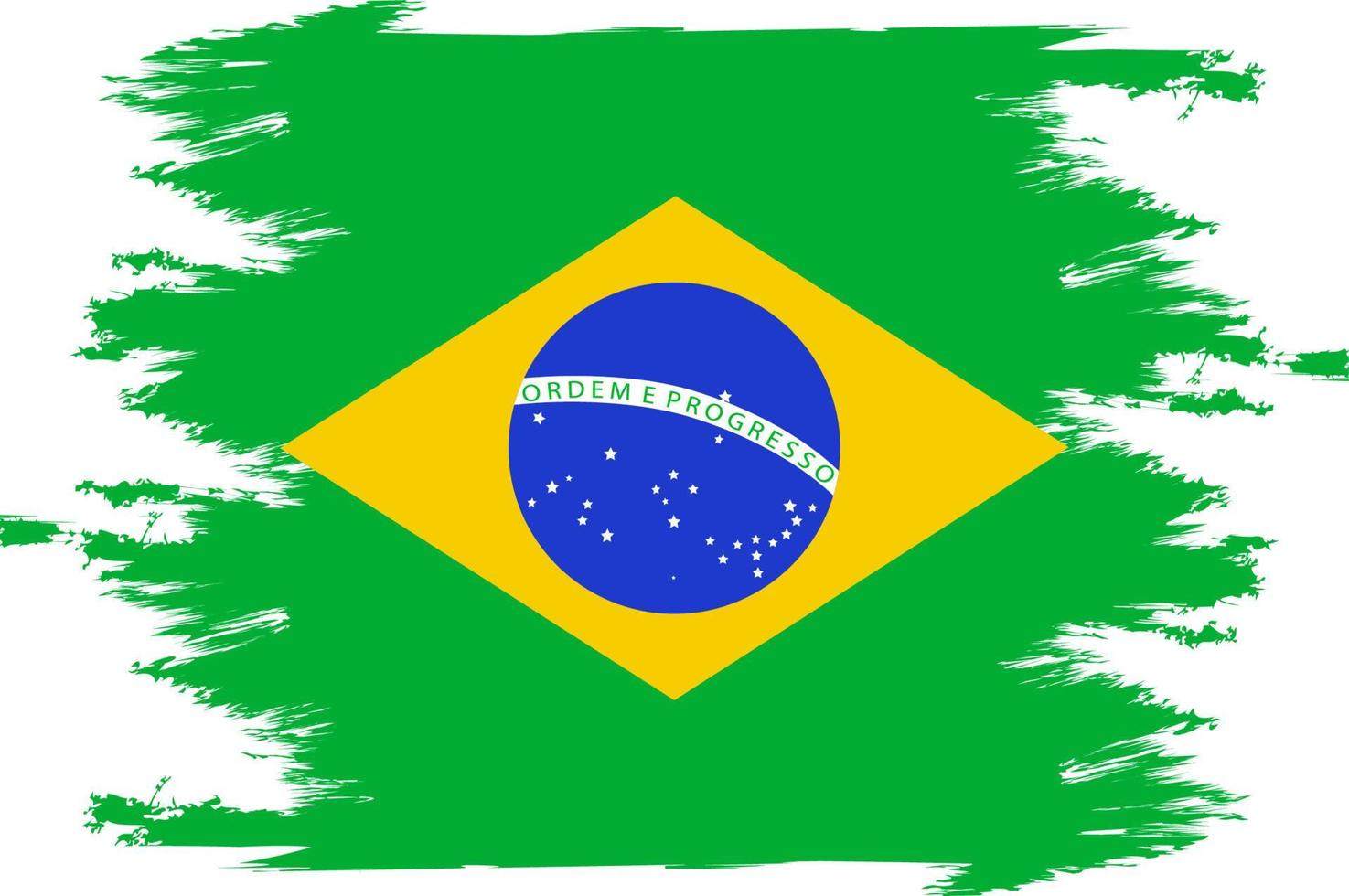 Brasiliens flagga. pensel målade Brasilien flagga. vektor