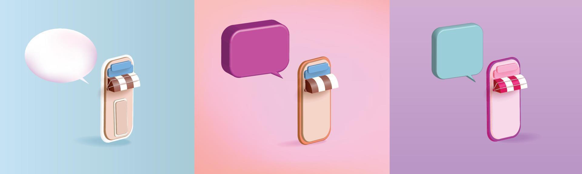 smart telefon 3d design vektor med social massage app prata anslutning tecken ikon