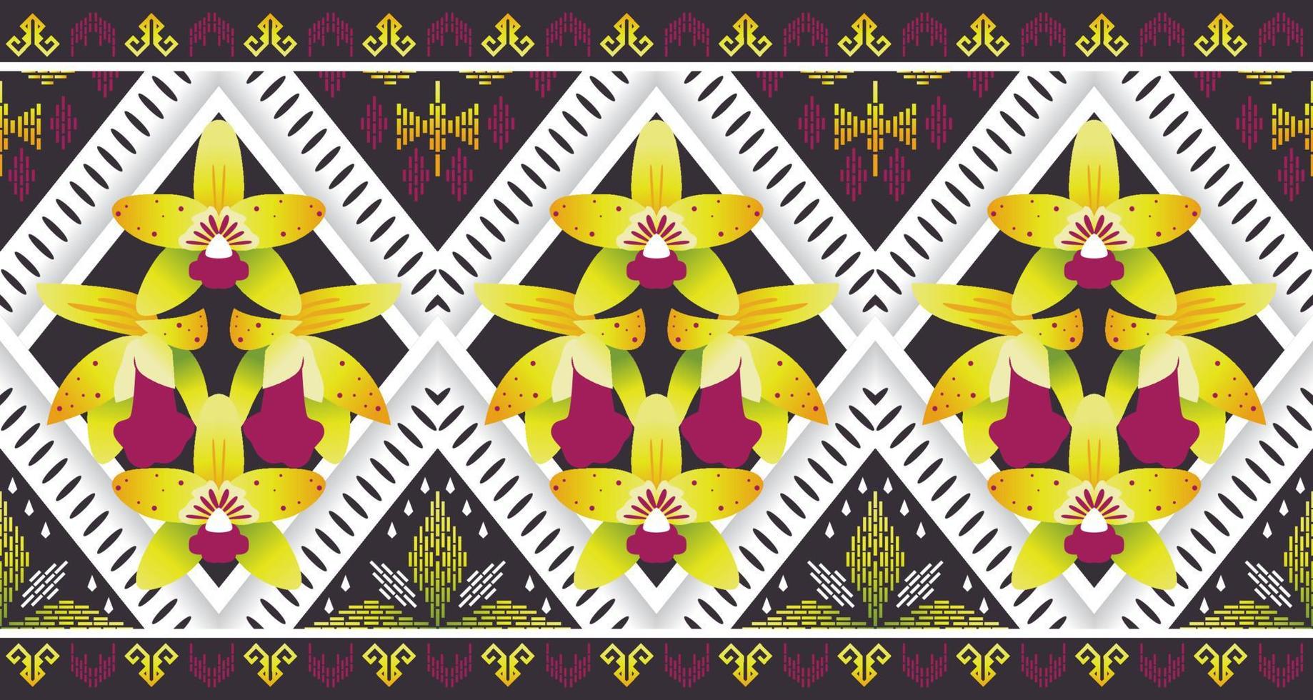 etnisk blomma bakgrund. sömlösa mönster i tribal, folklig broderi och mexikansk stil. Aztekisk geometrisk konst prydnadstryck.design för matta, tapeter, kläder, omslag, tyg, omslag, textil vektor