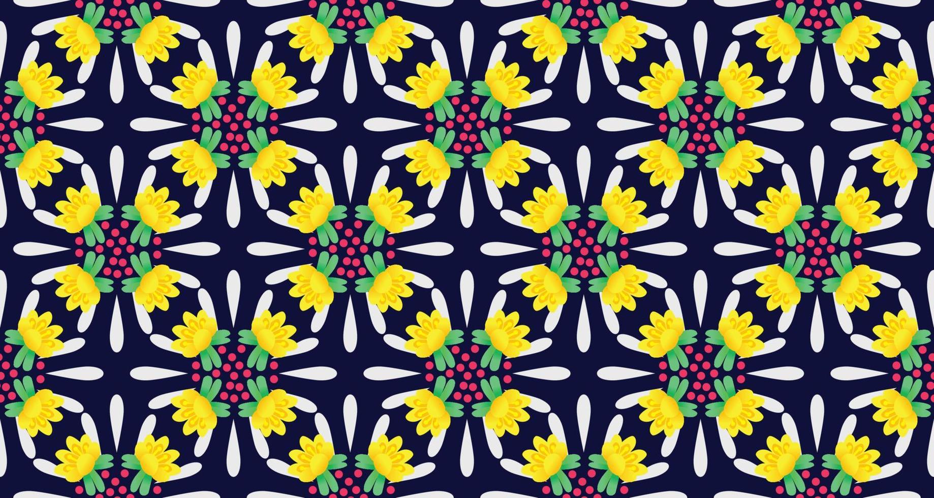 ethnischer Blumenhintergrund. nahtloses muster in stammes-, volksstickerei und mexikanischem stil. aztekischer geometrischer kunstornamentdruck.design für teppich, tapete, kleidung, verpackung, stoff, bezug, textil vektor