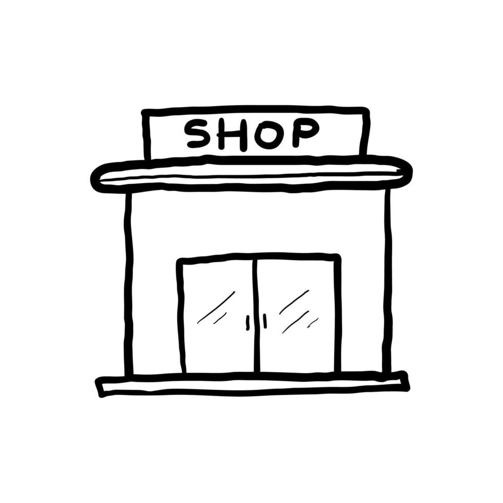 handritad uppsättning butiksikon linjedesign. lagra vektorillustration doodle vektor
