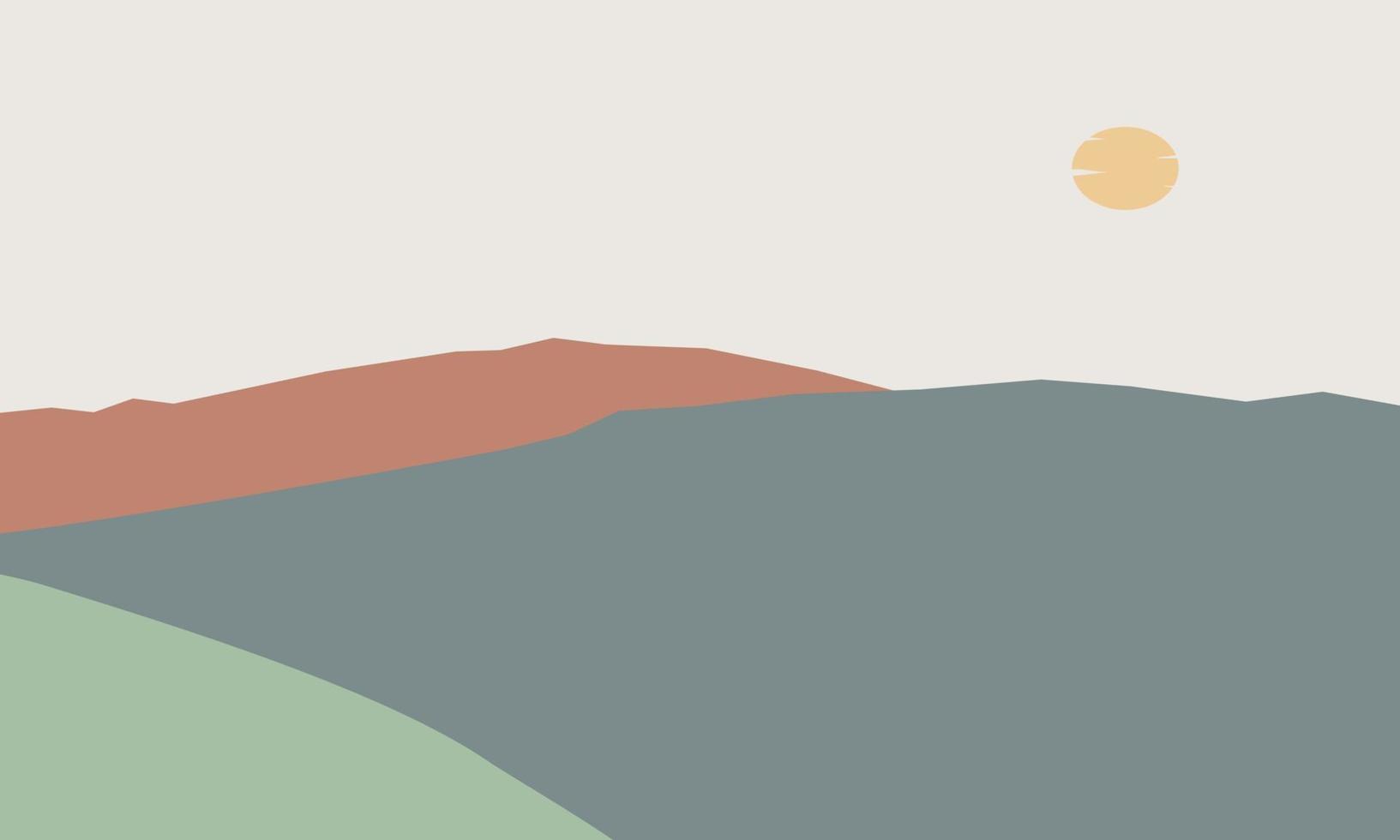 abstrakte minimalistische ästhetische posterhintergründe mit bergen und meereslandschaft vektor
