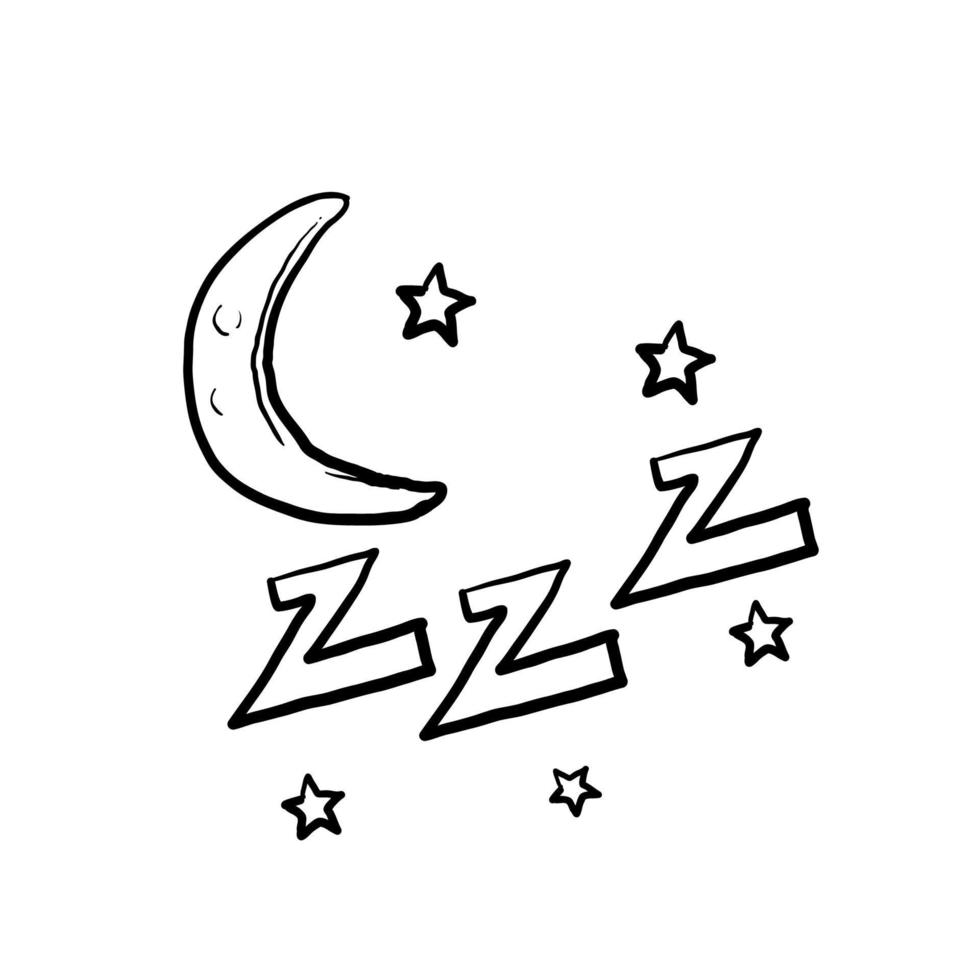 hand gezeichnete zzz-illustration mit gekritzelartsymbol zum schlafen vektor