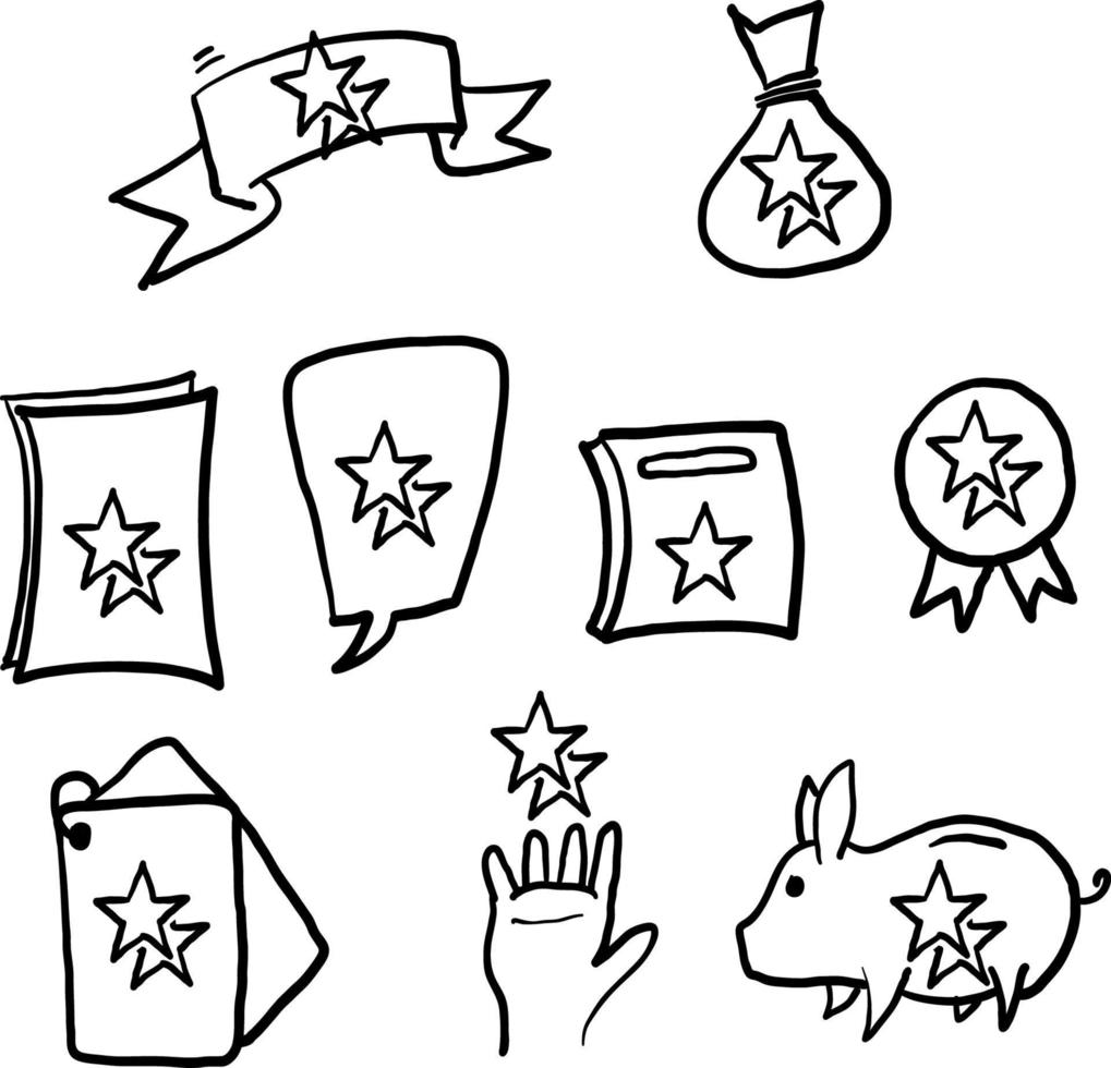 hand gezeichnete liniensymbole für treueprogramme. bonuskarte, einlösen von geschenk- und rabattgutscheinschildern. lottoschein, verdiene belohnung und gewinnergeschenk icons.doodle vektor