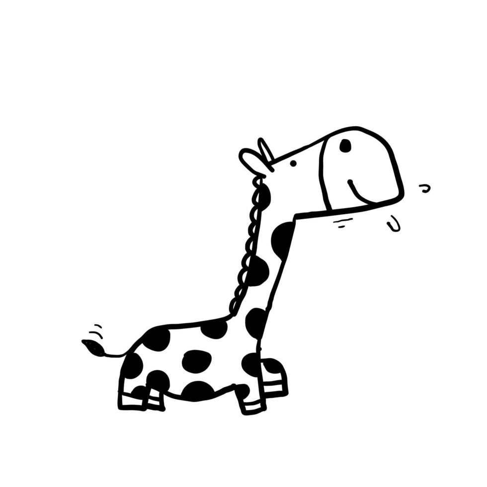 niedliche handgezeichnete Doodle-Giraffen-Illustration im Cartoon-Stil vektor