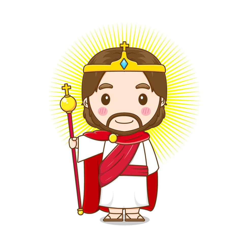 süße jesus-zeichentrickfigur als könig vektor