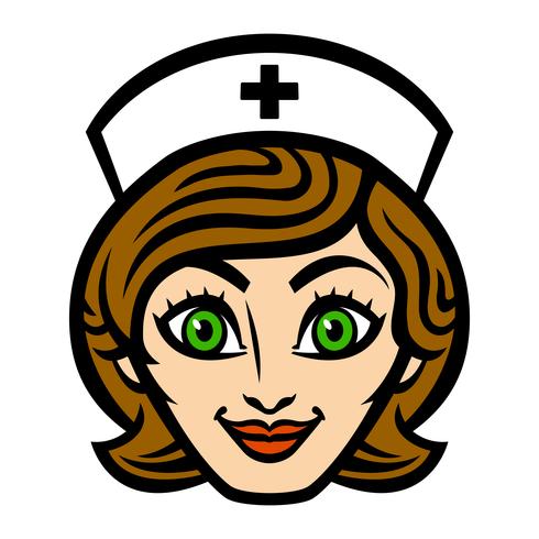 Freundliche weibliche Krankenschwester Cartoon Face Smile-Vektorillustration vektor