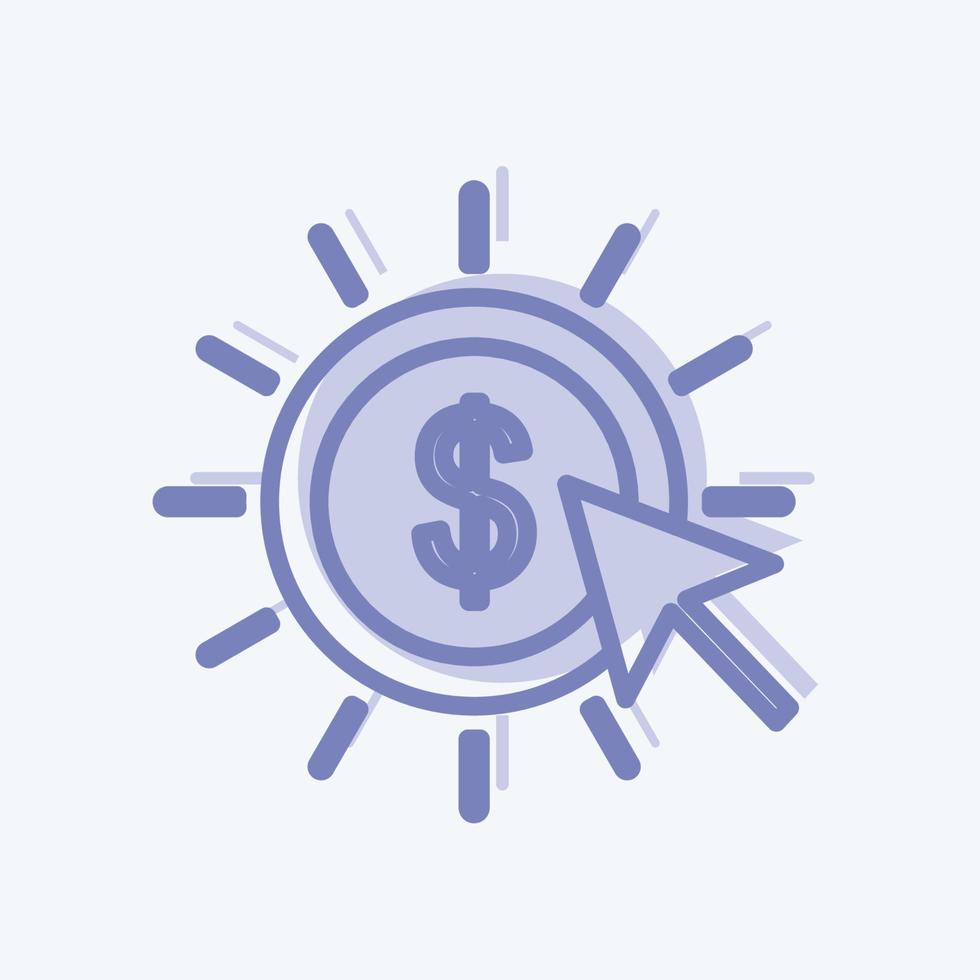 Pay-per-Click-Symbol im trendigen zweifarbigen Stil isoliert auf weichem blauem Hintergrund vektor