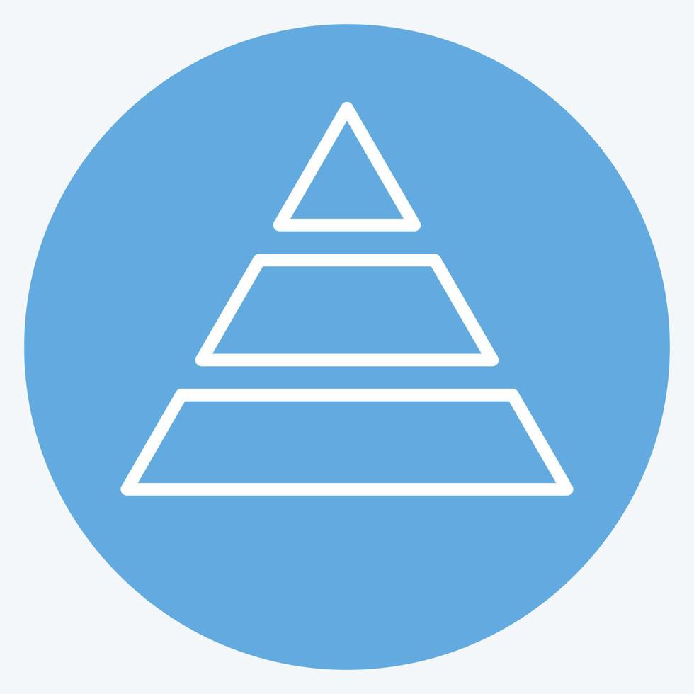 pyramiddiagram ikon i trendiga blå ögon stil isolerad på mjuk blå bakgrund vektor