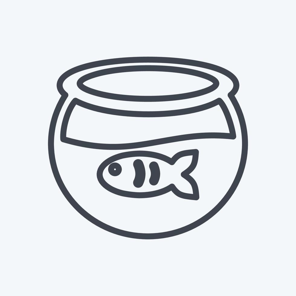 Fisch im Tank-Symbol im trendigen Linienstil isoliert auf weichem blauem Hintergrund vektor