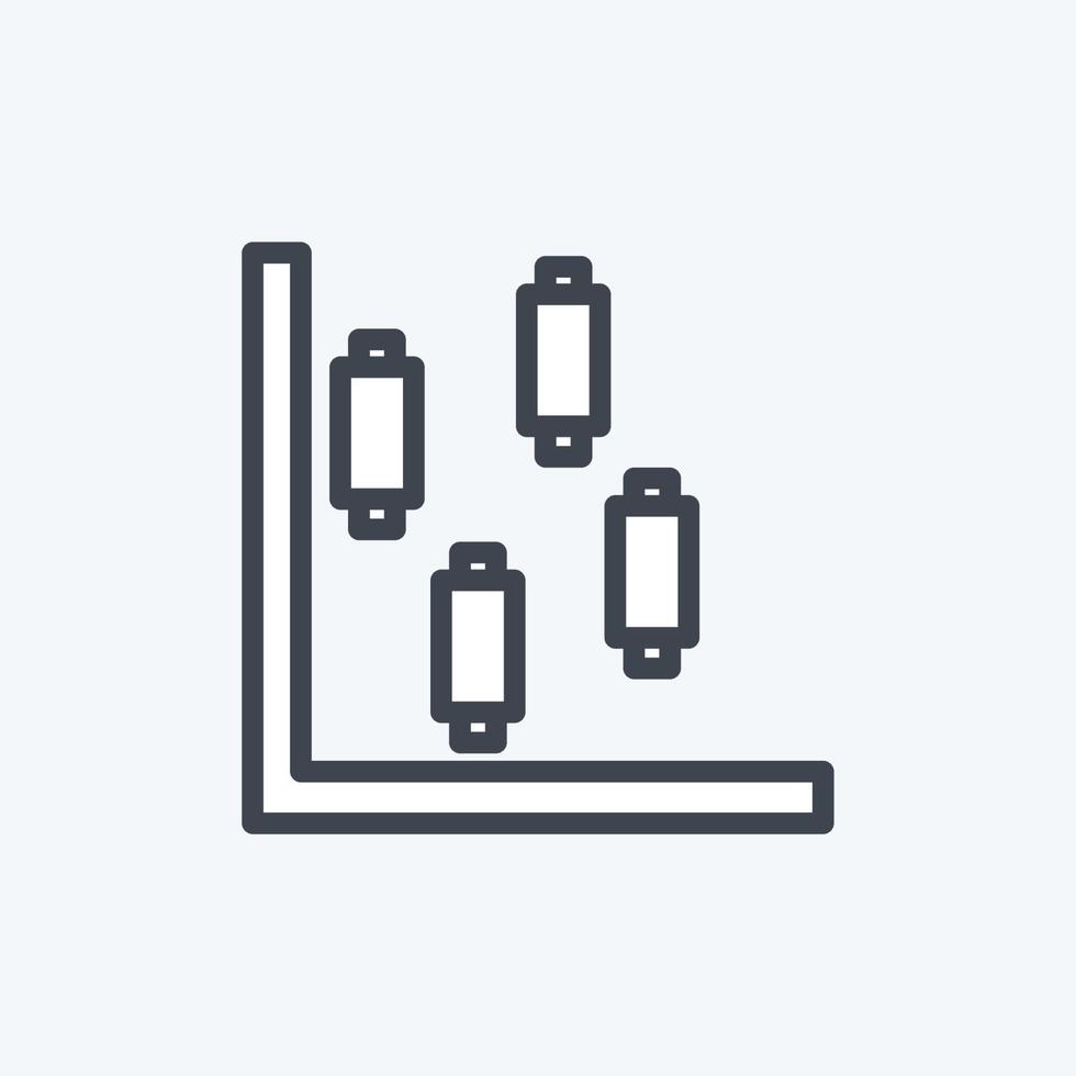 ljusstake diagram ikon i trendig linje stil isolerad på mjuk blå bakgrund vektor
