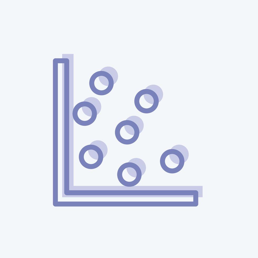 scatter plot i-ikonen i trendig tvåtonsstil isolerad på mjuk blå bakgrund vektor