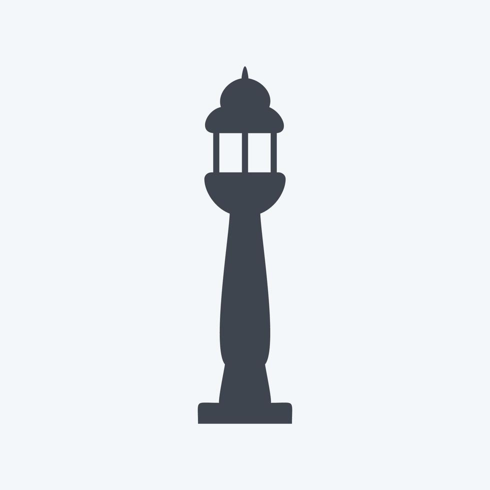 Lampenpfosten-Symbol im trendigen Glyph-Stil isoliert auf weichem blauem Hintergrund vektor