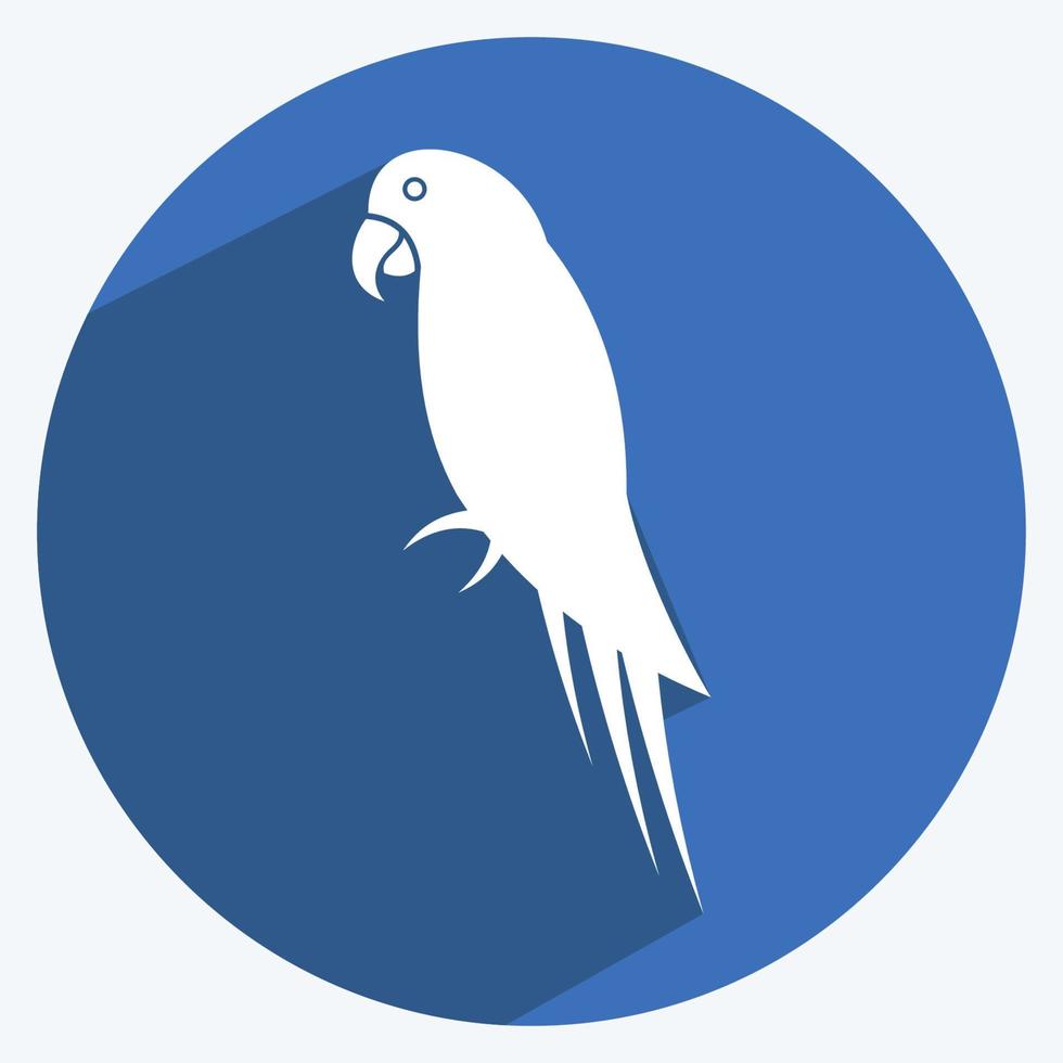 sällskapsdjur papegoja ikon i trendig lång skugga stil isolerad på mjuk blå bakgrund vektor