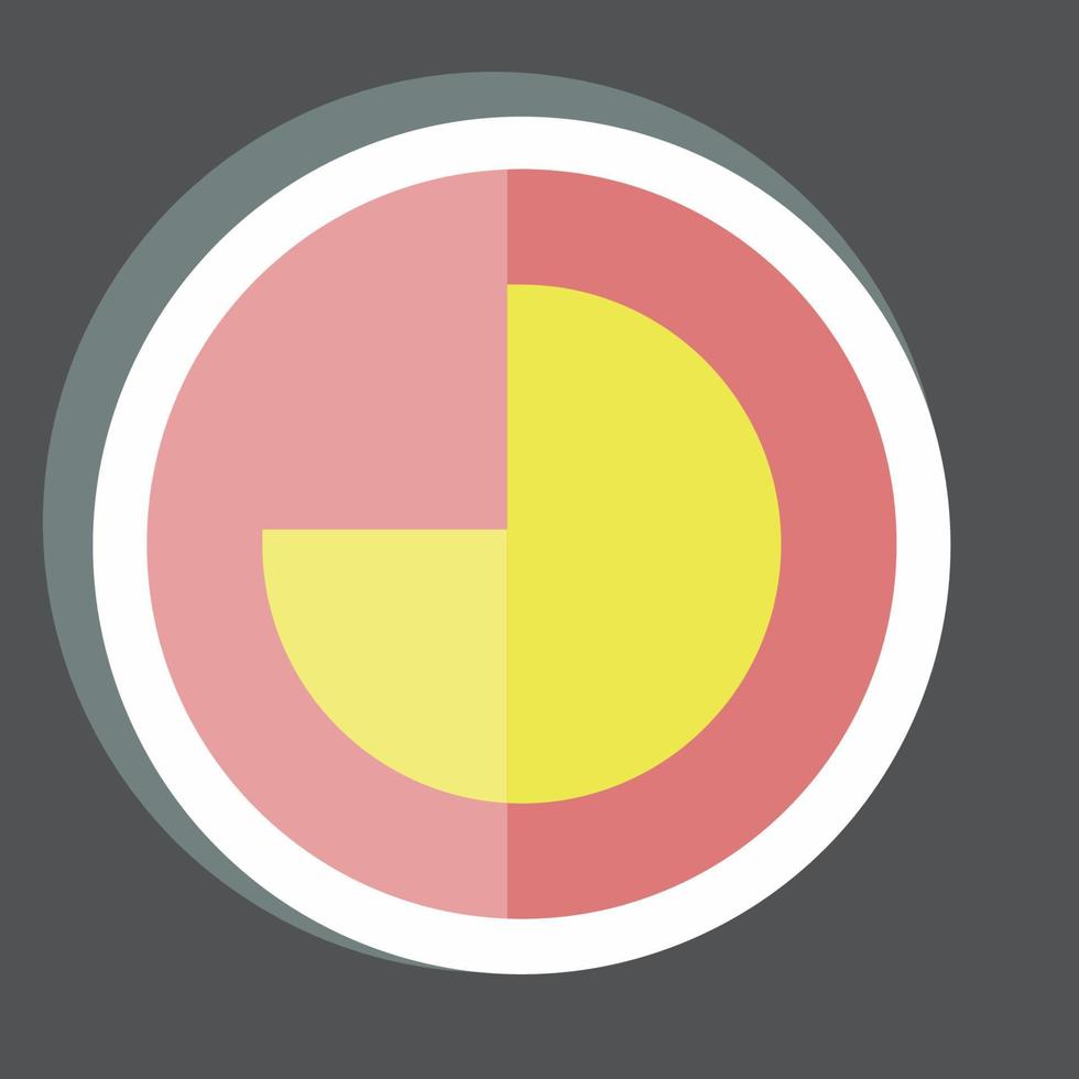 cirkeldiagram klistermärke i trendiga isolerad på svart bakgrund vektor