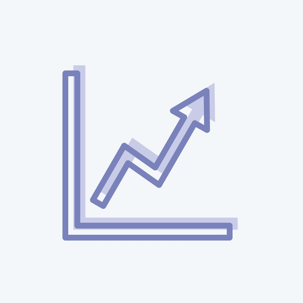 stigande linjediagram ikon i trendig tvåtonsstil isolerad på mjuk blå bakgrund vektor