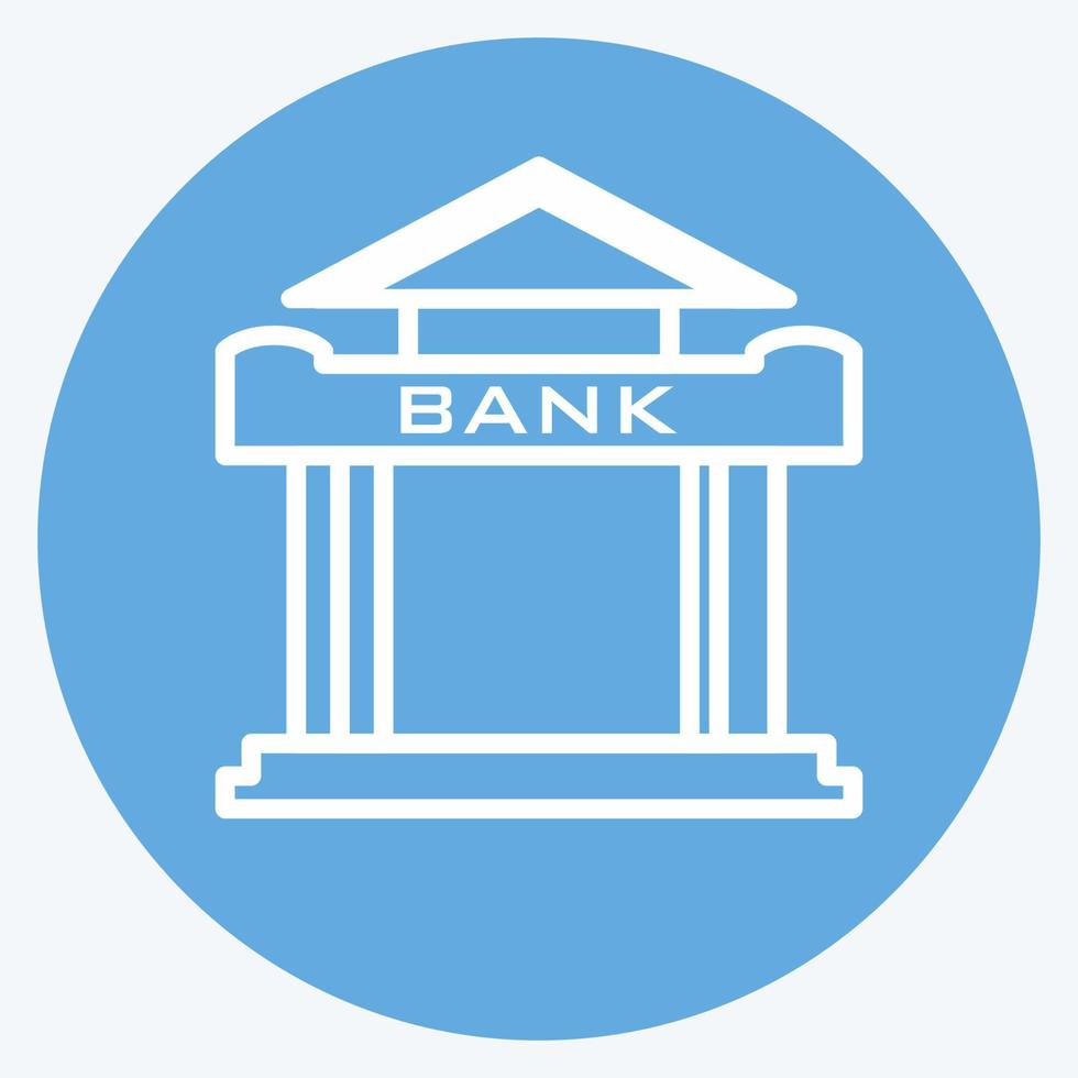 Bank-Symbol im trendigen blauen Augen-Stil isoliert auf weichem blauem Hintergrund vektor